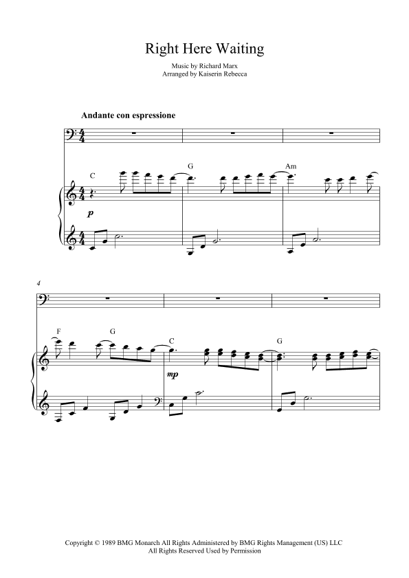 Right Here Waiting (arr. Kaiserin Rebecca)