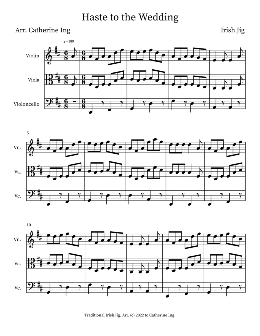 Haste to the Wedding - String Trio (arr. Catherine Ing)