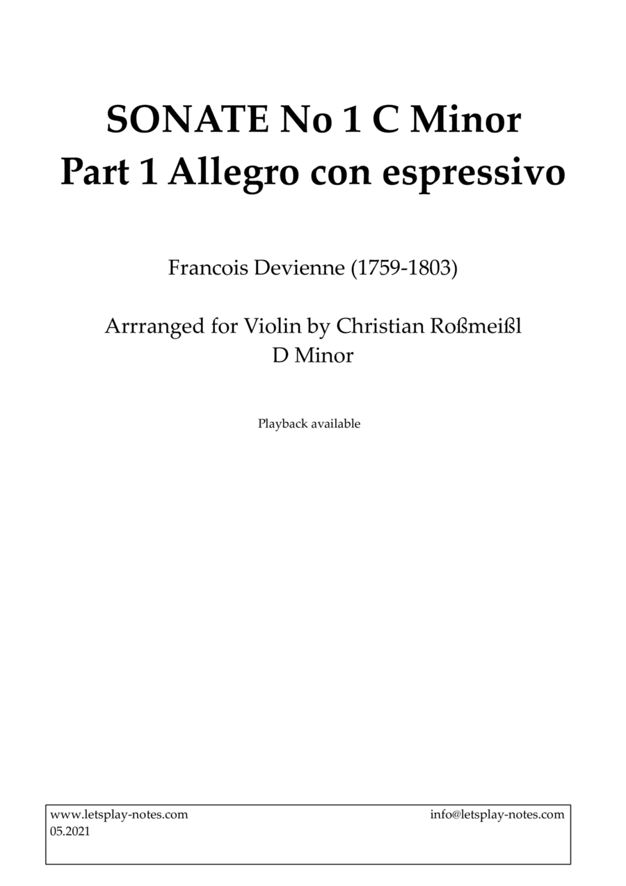 Devienne Sonata No 1 C Minor Part 1 Allegro (Violin) (arr. Christian Roßmeißl)