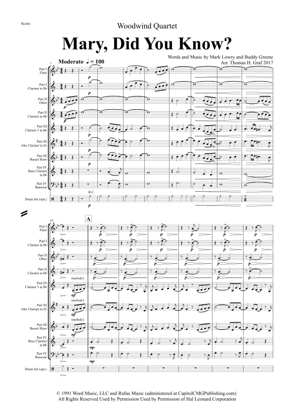 Mary, Did You Know? (arr. Thomas Graf)