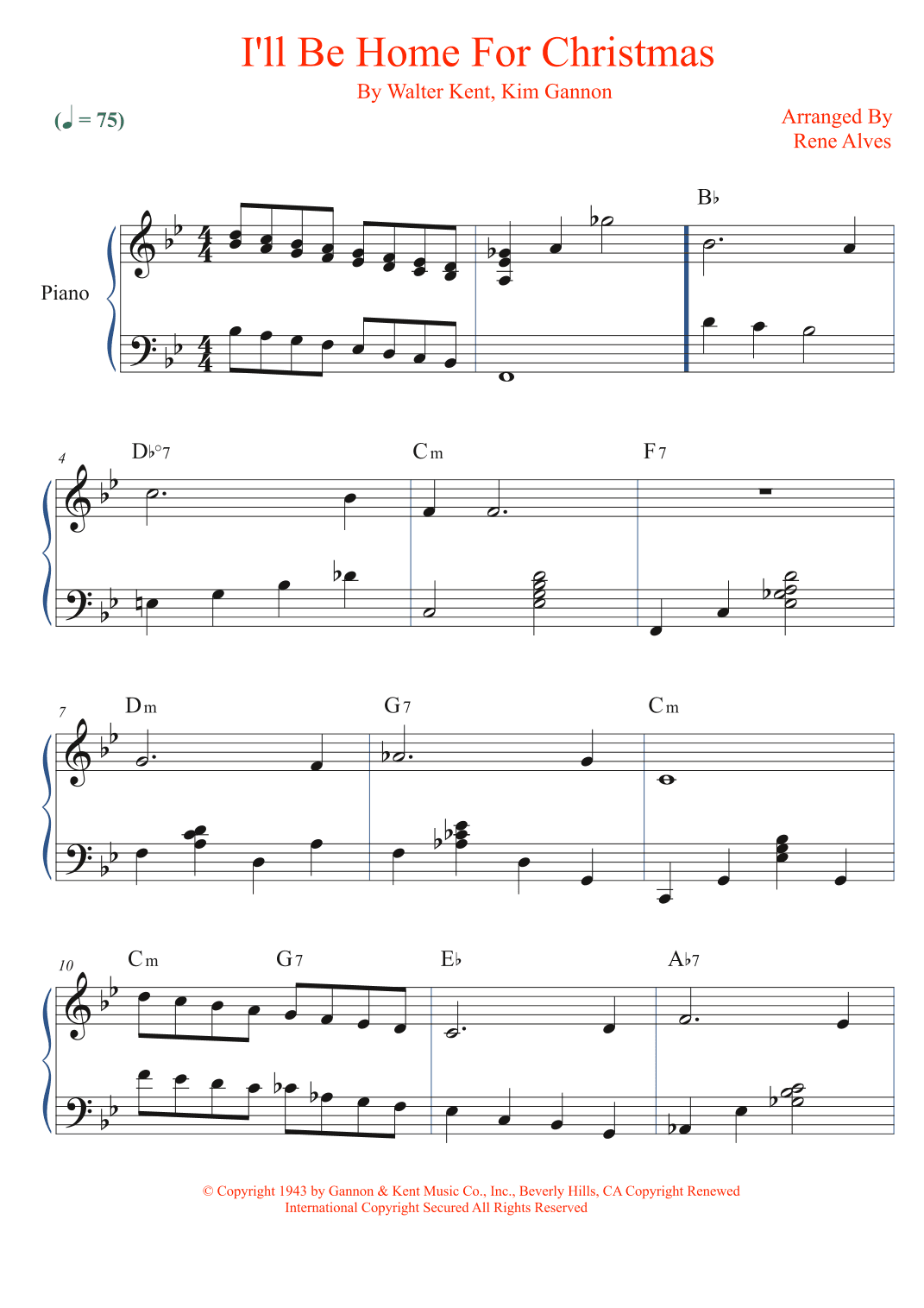 I'll Be Home For Christmas (arr. Rene Alves)
