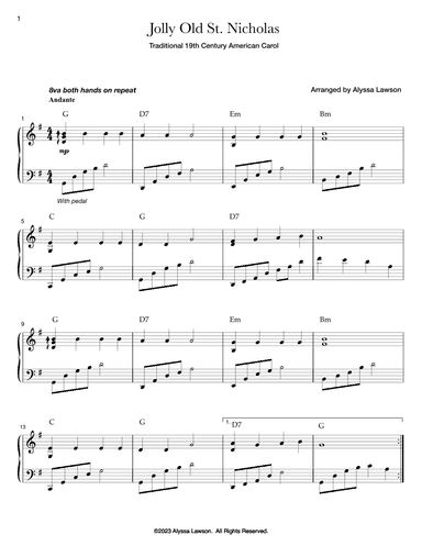 Jolly Old St. Nicholas (arr. Alyssa Lawson)