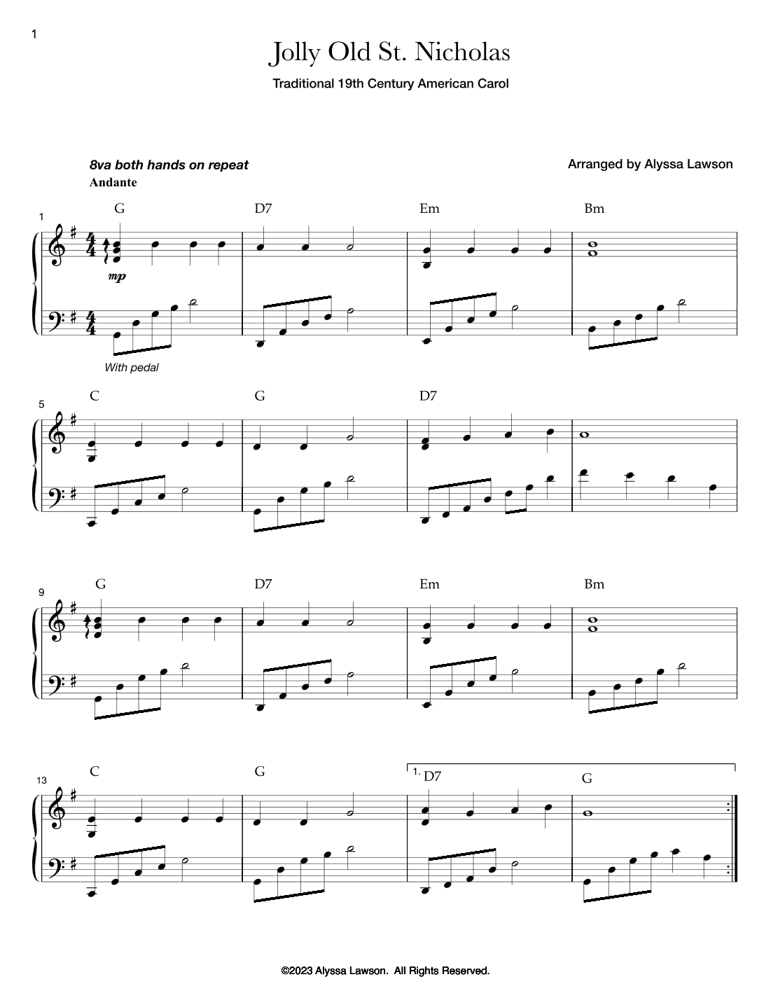 Jolly Old St. Nicholas (arr. Alyssa Lawson)
