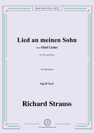 Richard Strauss-Lied an meinen Sohn,in b flat minor,Op.39 No.5 (arr. OSM Press)