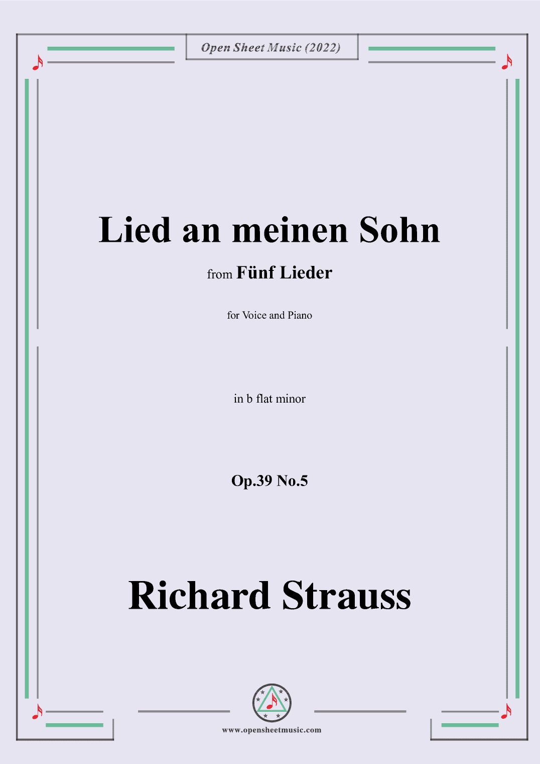 Richard Strauss-Lied an meinen Sohn,in b flat minor,Op.39 No.5 (arr. OSM Press)