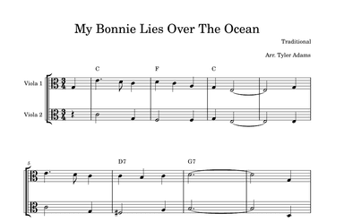 My Bonnie Lies Over The Ocean (Easy Viola Duet) (arr. Tyler Adams)
