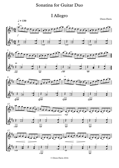 Sonatina for Guitar Duo I Allegro
