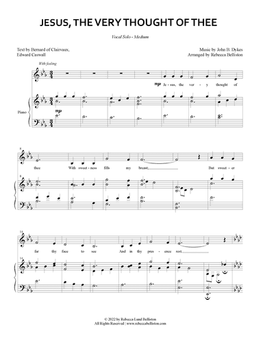 Jesus, the Very Thought of Thee (Vocal Solo - Medium) (arr. Rebecca Belliston)