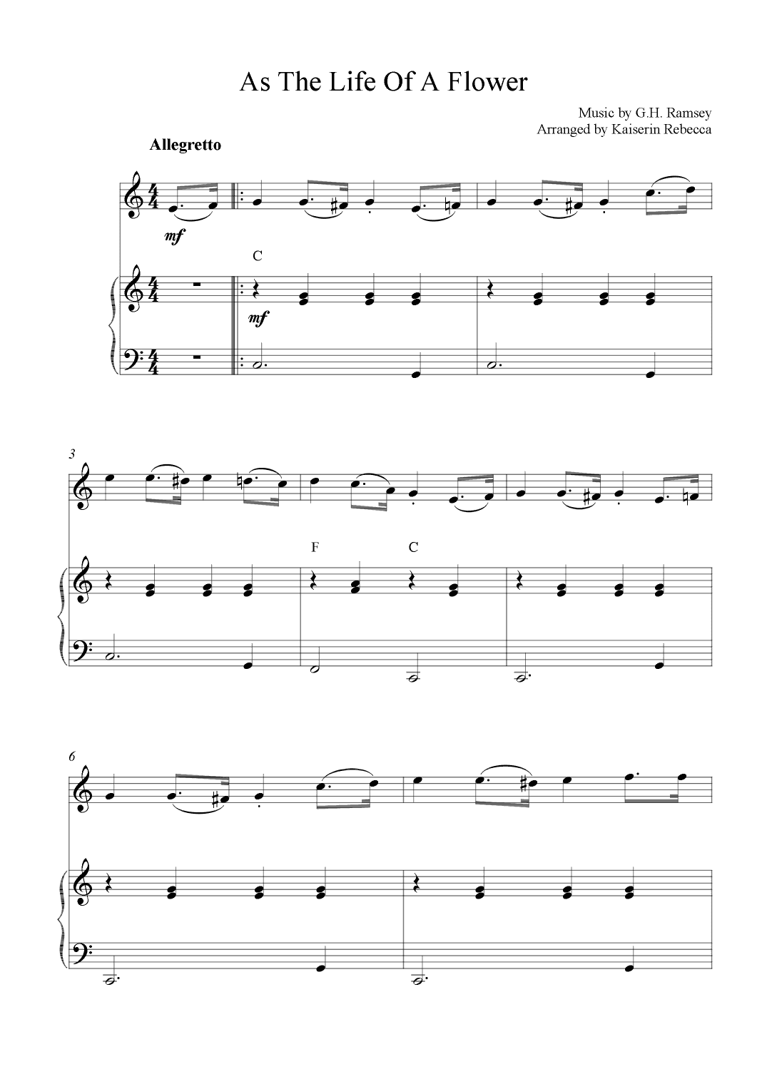 As the Life of a Flower (arr. Kaiserin Rebecca)