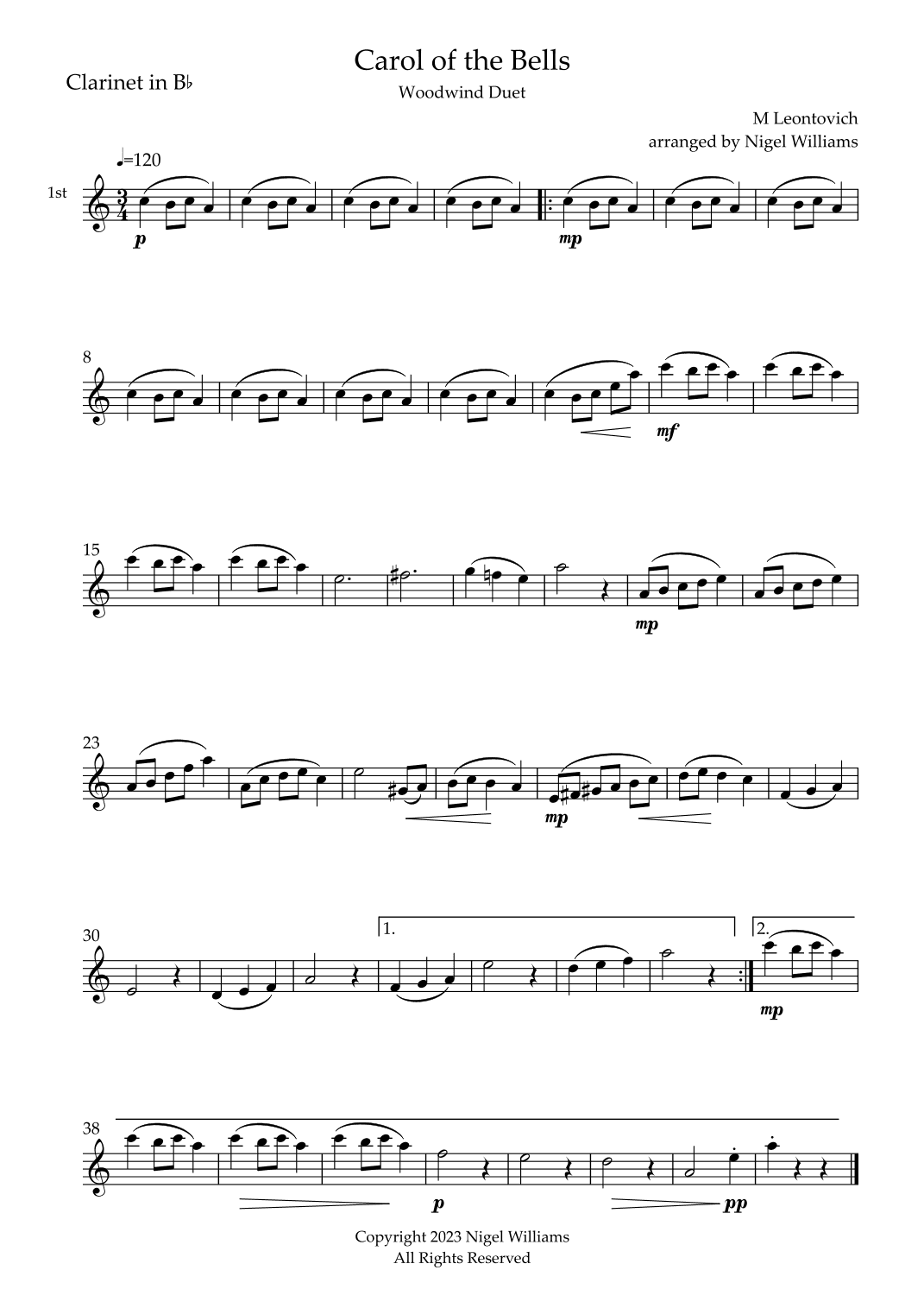 Carol of the Bells (arr. Nigel Williams)