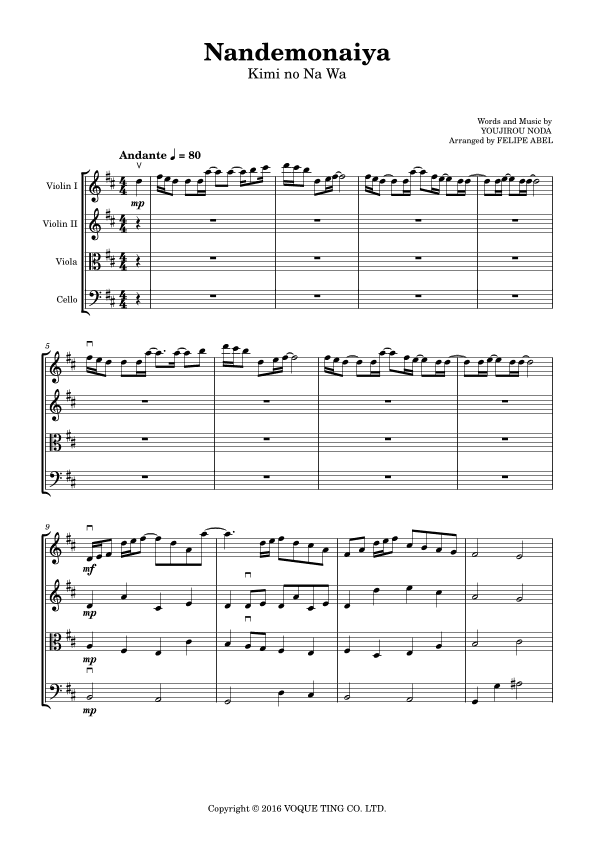 Nandemo Naiya (arr. Felipe Abel)