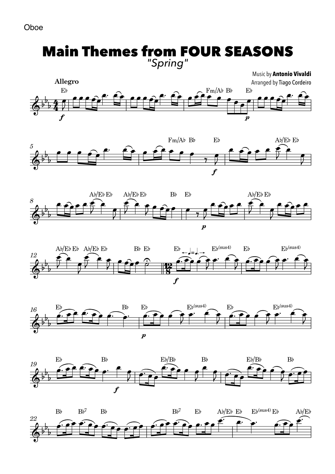 Main Themes from Four Seasons “Spring” (arr. Tiago Cordeiro)