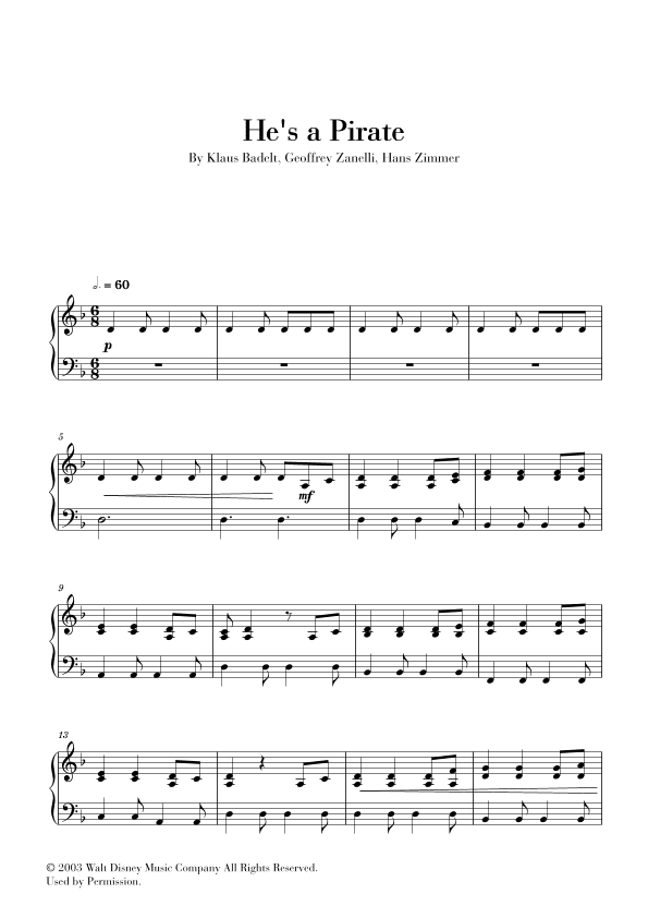 He's A Pirate (arr. Cadenza Editions)