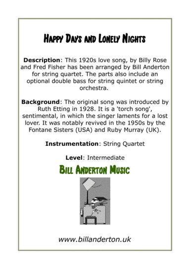 Happy Days And Lonely Nights (arr. Bill Anderton Music)