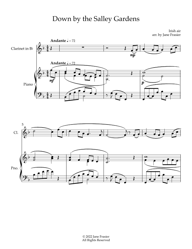 Down by the Salley Gardens (arr. Jane Frasier)