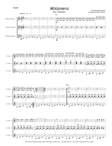 Misionera for Guitar Trio (arr. Roger Hudson)