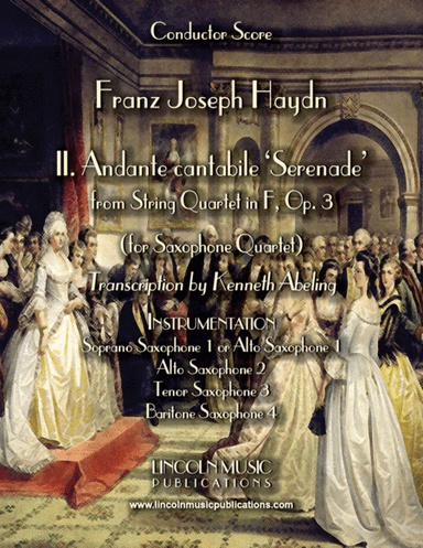 Haydn - "Serenade" (for Saxophone Quartet SATB or AATB) (arr. Kenneth Abeling)