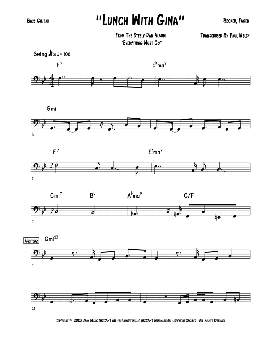 Lunch With Gina (arr. Accubass)