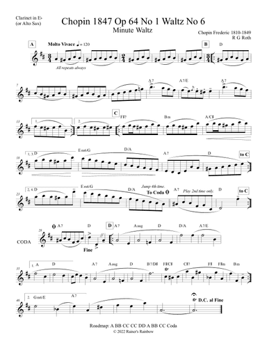 Chopin Minute Waltz Saxophone (arr. Rainer Roth)