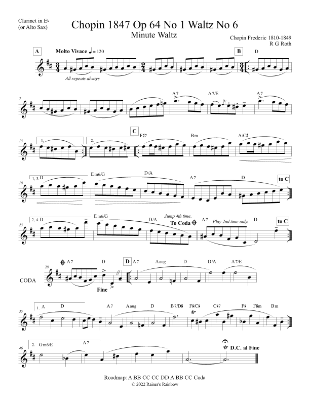 Chopin Minute Waltz Saxophone (arr. Rainer Roth)