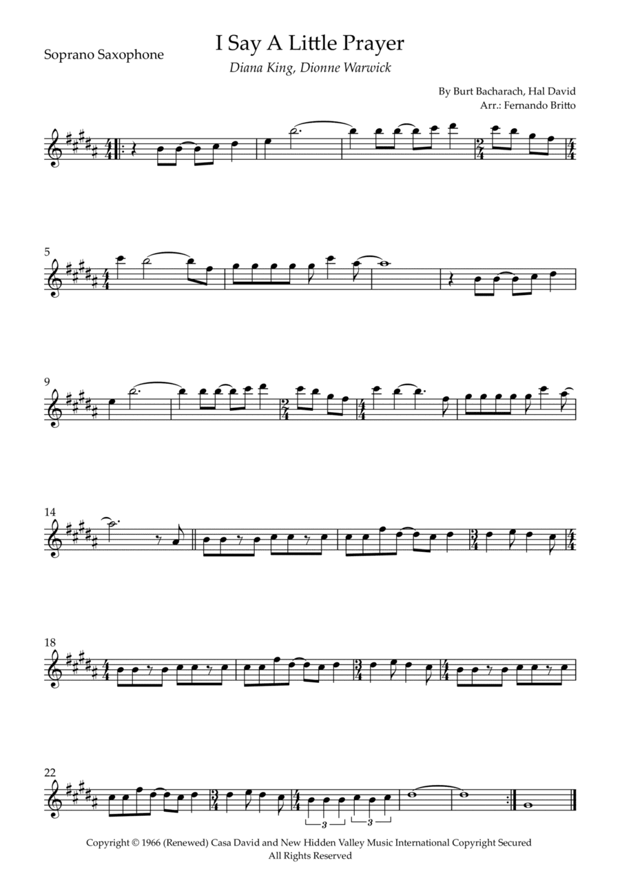 I Say A Little Prayer (arr. Fernando Britto)