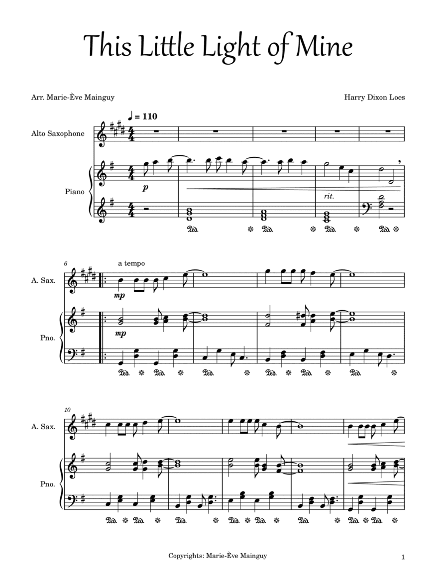This Little Light of Mine (arr. Marie-Ève Mainguy)