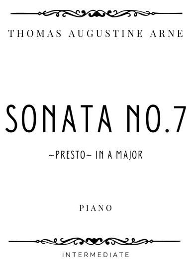 Arne - Presto from Sonata No. 7 in A Major - Intermediate (arr. Piacere Music Sheets)