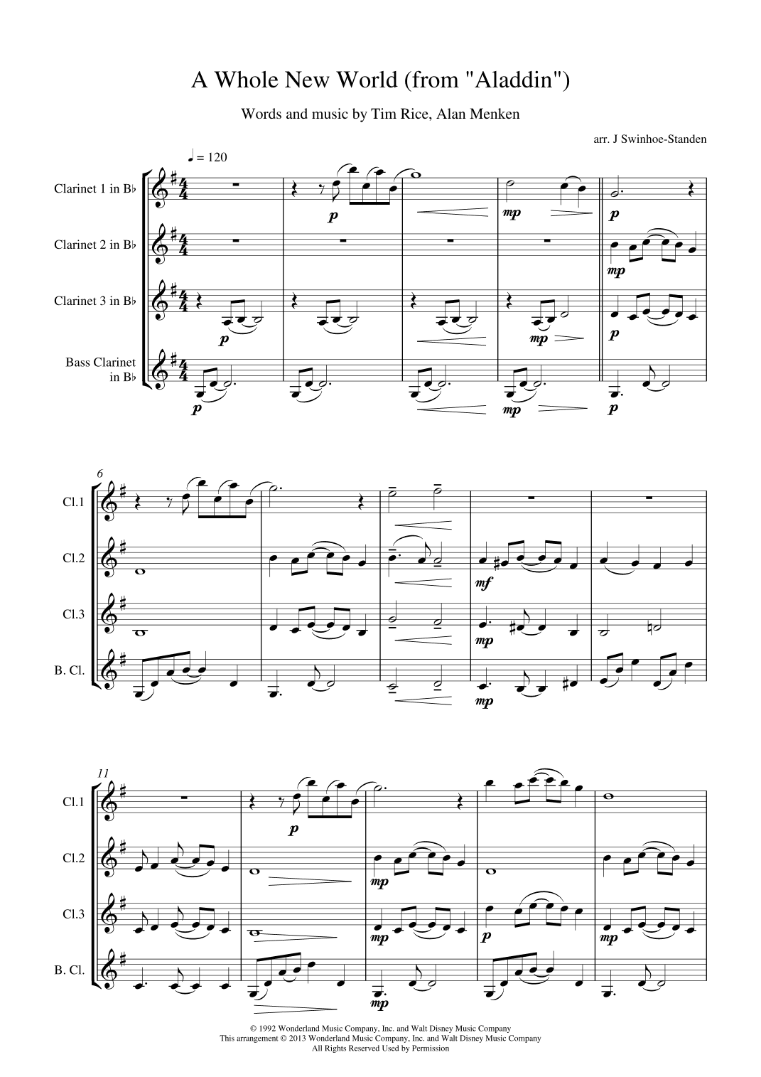 A Whole New World (arr. J Swinhoe-Standen)