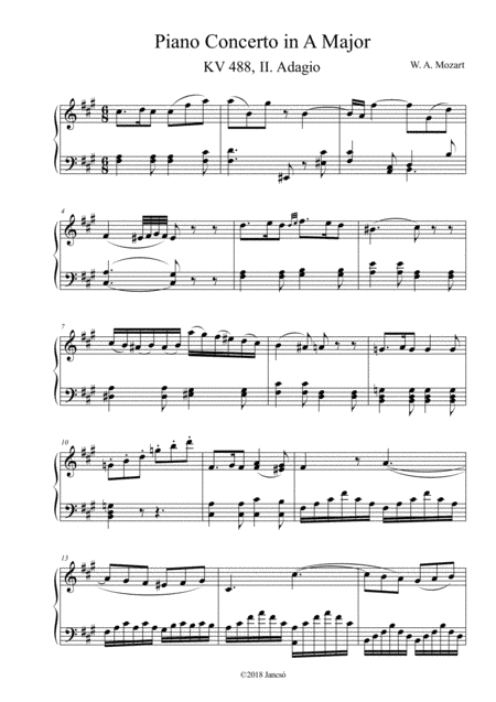 Piano Concerto No. 23 in A Major "Adagio" (arr. Thomas Jancso)