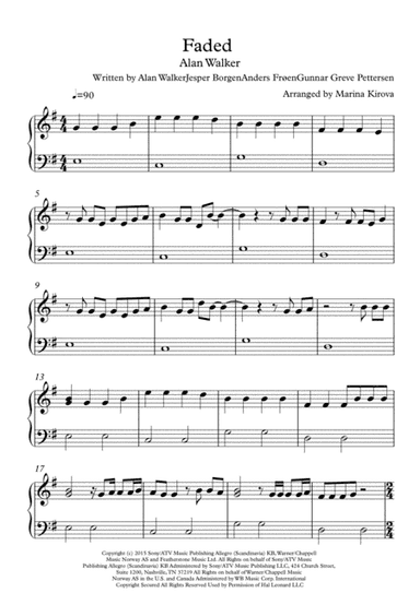 Faded (arr. Arranged by Marina Kirova)