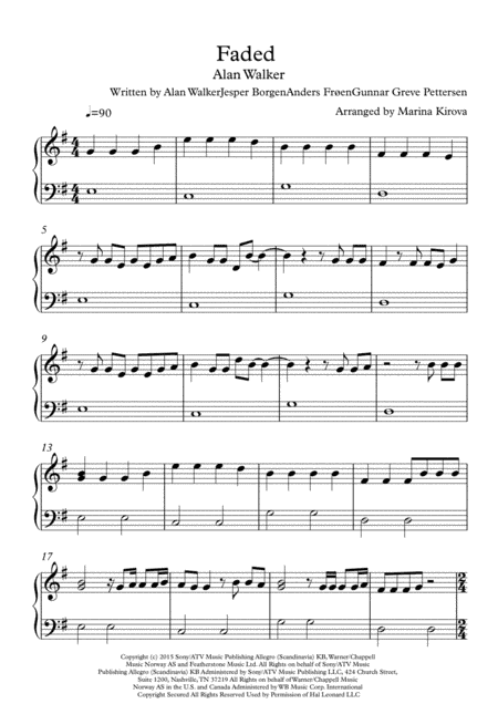 Faded (arr. Arranged by Marina Kirova)