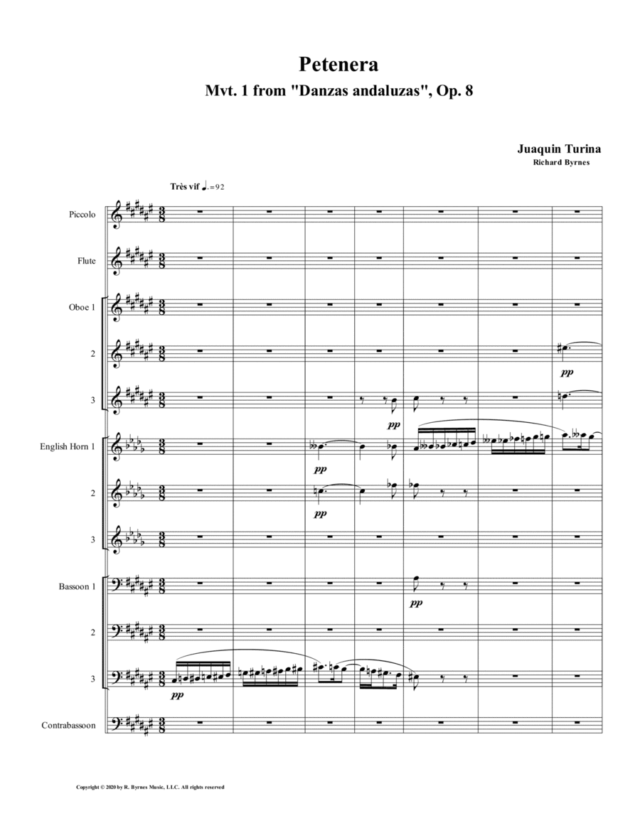Petenera (Mvt. 1 from Danzas andaluzas, Op. 8) by Juaquín Turina (Double Reed Nonet + 2Fl, Picc.) (arr. Richard Byrnes)