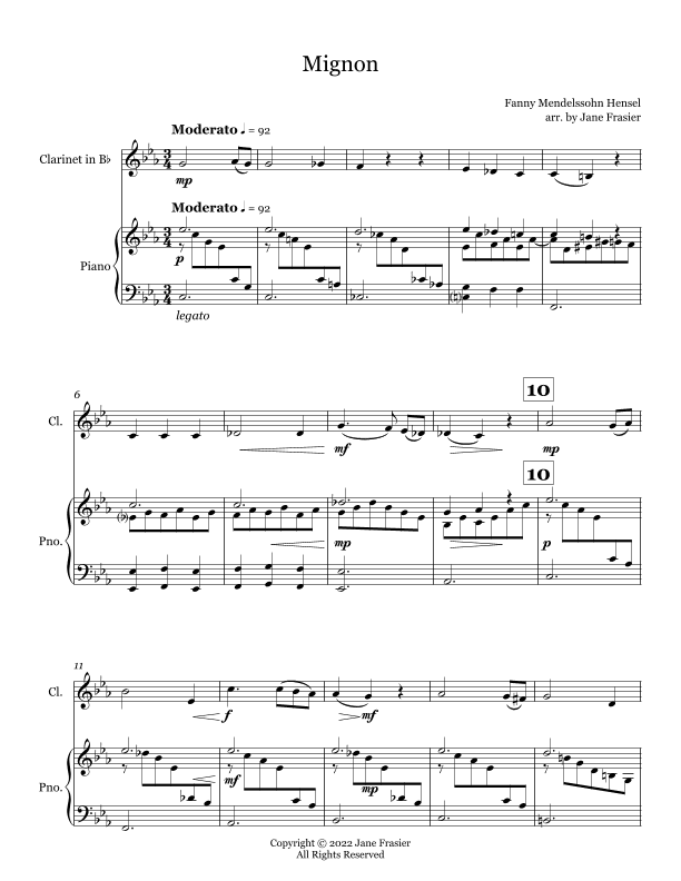 Mignon (arr. Jane Frasier)