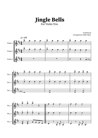 Jingle Bells - Violin Trio (arr. Valdir Maia)