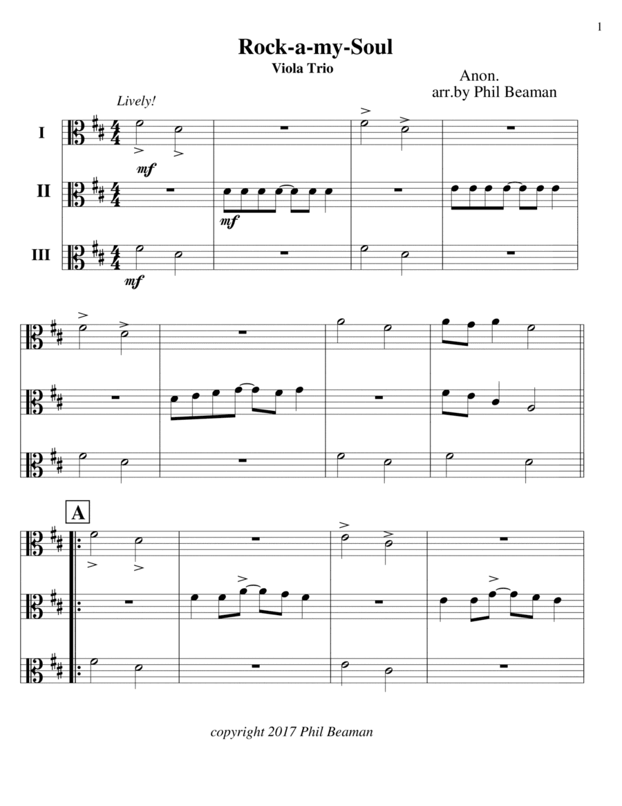 Rock-a-my-Soul -Viola Trio (arr. Phil Beaman)