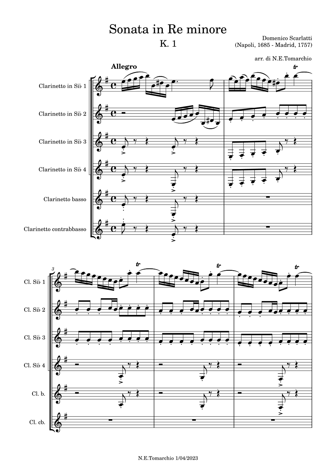 Sonata in Re minore K. 1 (arr. Natale Emanuele Tomarchio)