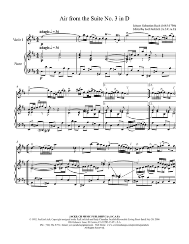 Air from the Third Orchestral Suite (Air on a G String) (arr. Joel Jacklich (A.S.C.A.P.))