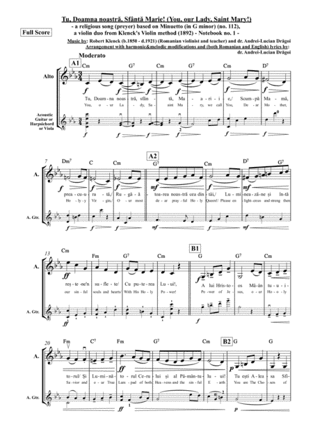 Tu, Doamna noastra, Sfânta Marie! (You, our Lady, Saint Mary!) - a religious song (prayer) based (arr. Andrei Lucian Dragoi)