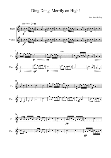 Ding Dong, Merrily on High! Duet - C instruments (arr. Kate Jolley)