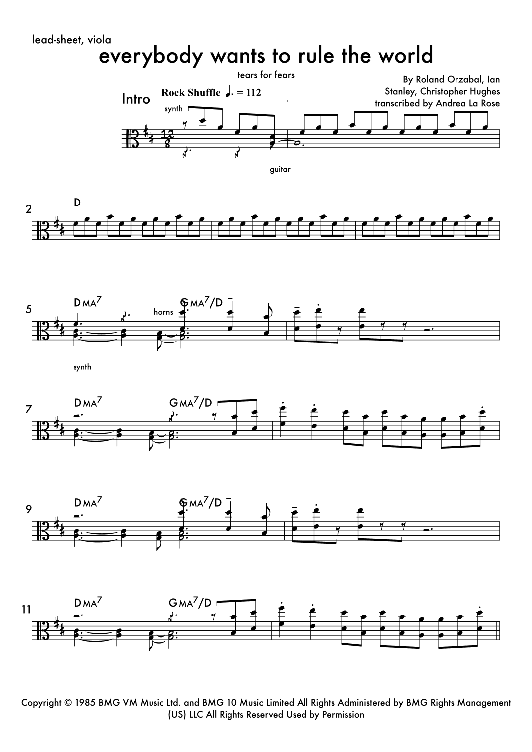 Everybody Wants To Rule The World (arr. Andrea La Rose)