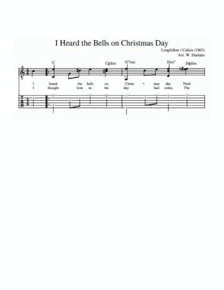 I Heard the Bells on Christmas Day - Fingerstyle Guitar - tab / notation / lyrics (arr. Big Bill Durham)