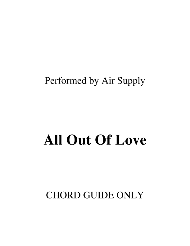 All Out Of Love (arr. RWM)