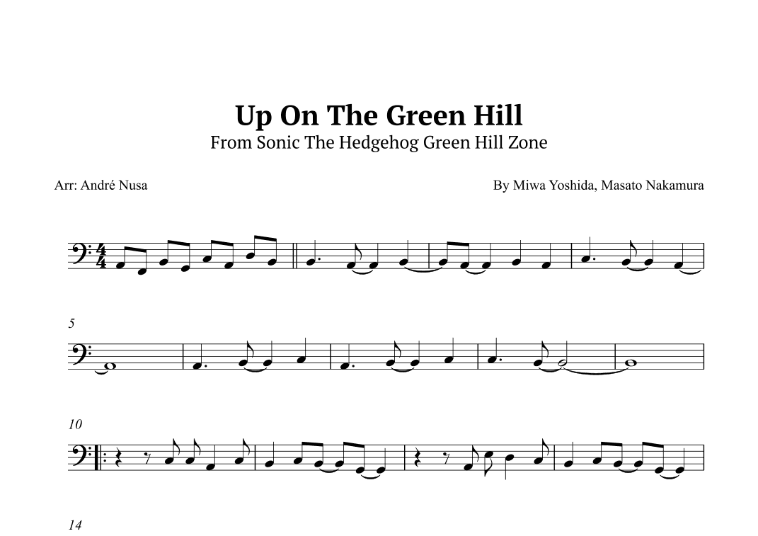 Up On The Green Hill From Sonic The Hedgehog Green Hill Zone (arr. André Nusa)