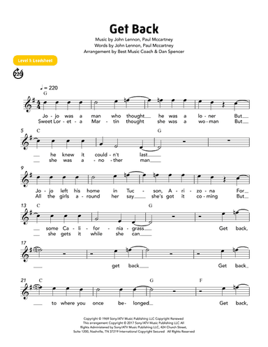 Get Back (arr. Best Music Coach)