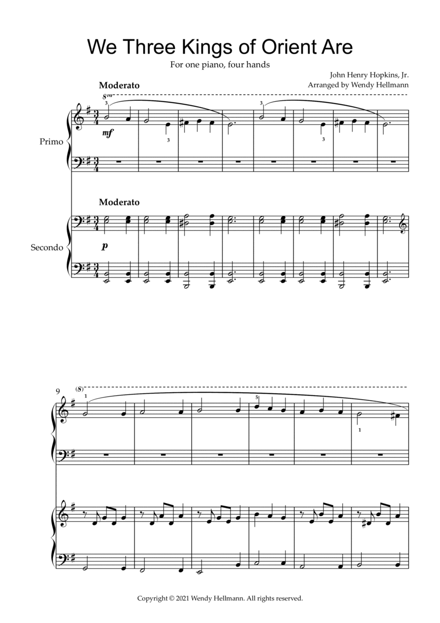 We Three Kings of Orient Are (piano duet) (arr. Wendy Hellmann)