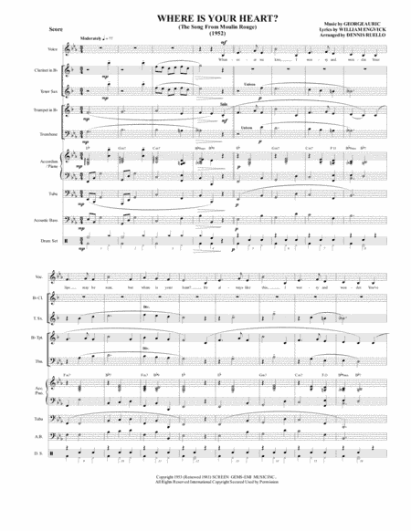 Where Is Your Heart (the Song From Moulin Rouge) (arr. Dennis Ruello)