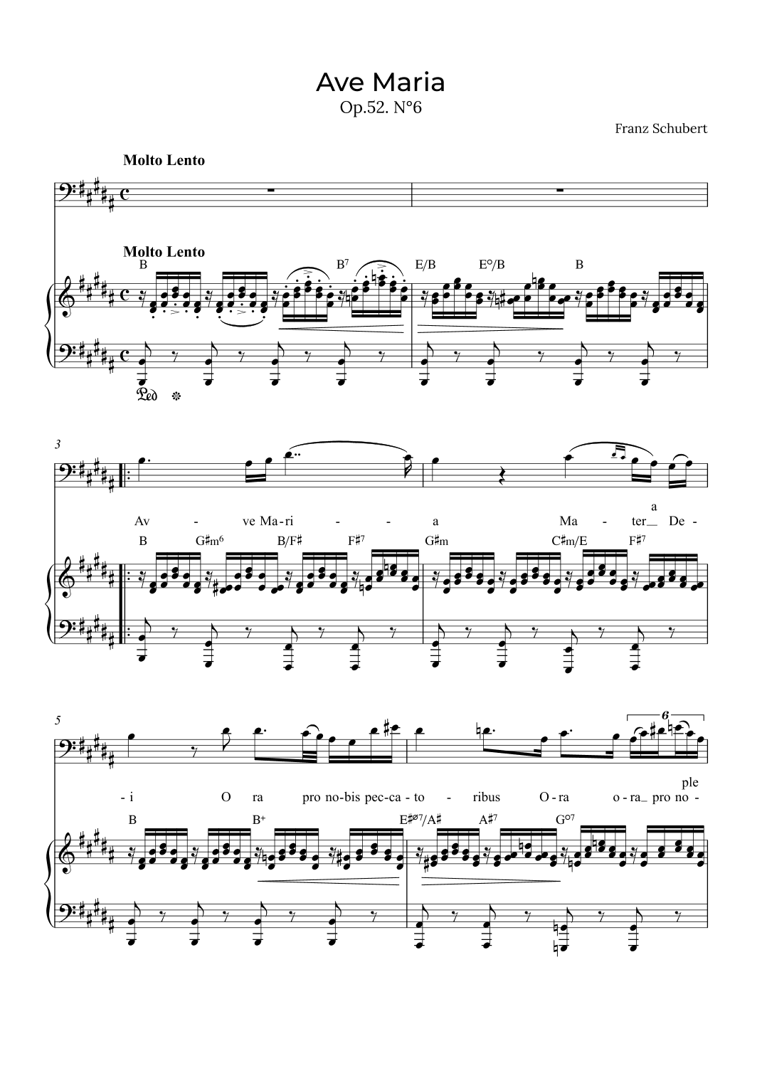 Ave Maria Schubert - Baritone with chords in B (arr. Alex Nunes Rodrigues)