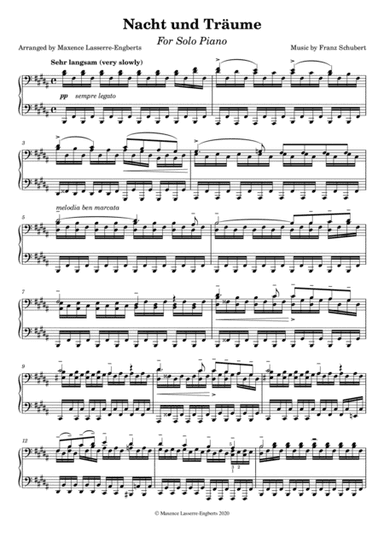 Nacht und Träume (Arranged for Solo Piano) (arr. Maxence Lasserre-Engberts)