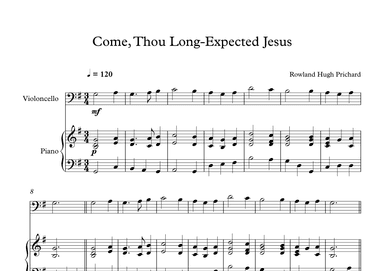 Come, Thou Long-Expected Jesus - Rowland Hugh Prichard (Cello + Piano) (arr. Digital Book Music)