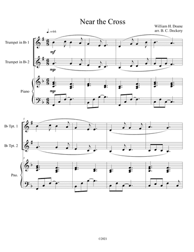 Near the Cross (trumpet duet) with optional piano accompaniment (arr. B. C. Dockery)